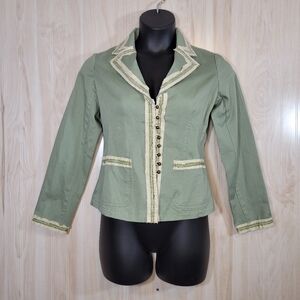 Aziz Sage Green Button-Down Embellished Blazer Sz Large - new with tags